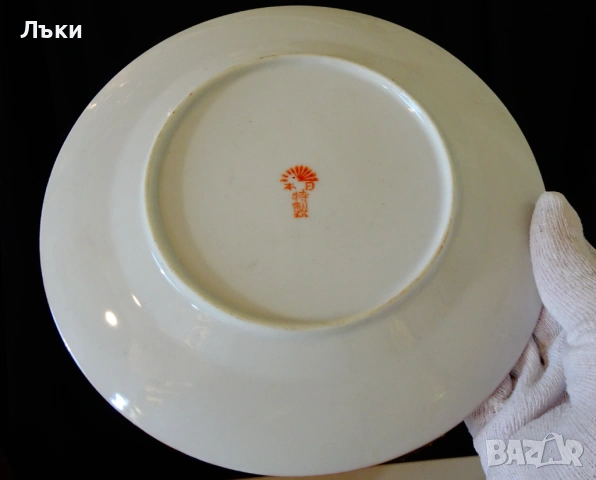 Чаша с чиния японски порцелан яйчена черупка,злато. , снимка 7 - Антикварни и старинни предмети - 53658918