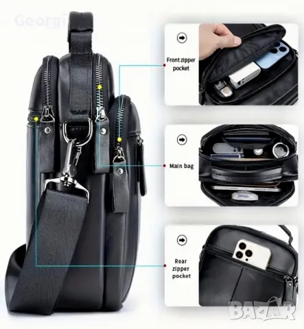 Американска, Класическа Мъжка бизнес чанта с дръжка•Премиум Естествена кожа!, снимка 14 - Чанти - 49293207