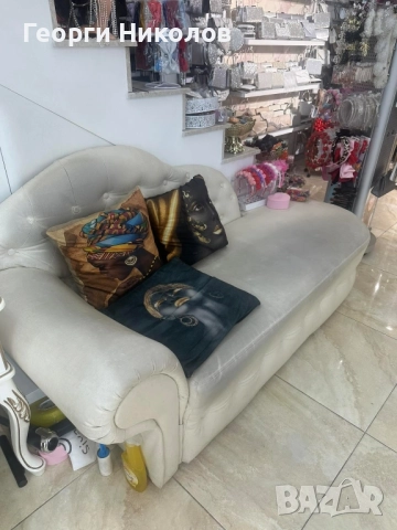 Бежов диван изкуствена кожа, снимка 3 - Дивани и мека мебел - 52412520