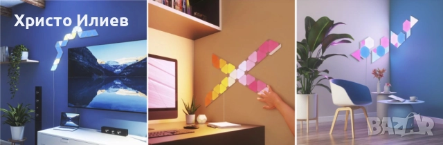 Светлинни панели Nanoleaf Shapes Hexagons Starter 9 броя бели, снимка 5 - Други - 52534641