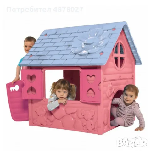 Детска къщичка за игра – Розов приказен дом с отварящи се врати и прозорци, снимка 2 - Играчки за стая - 56150760