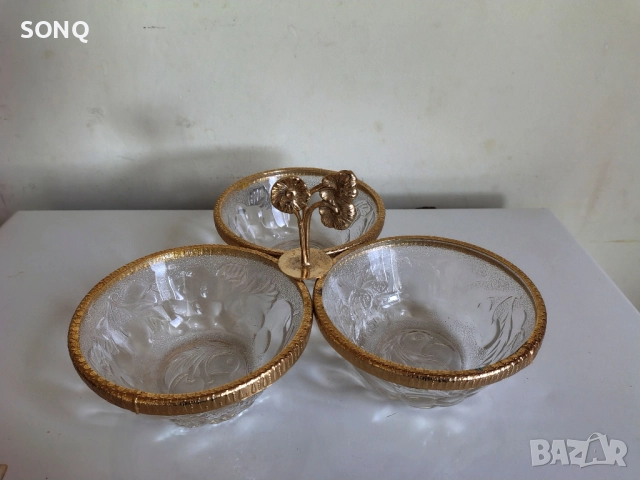 Прекрасно Позлатено Тройно Плато