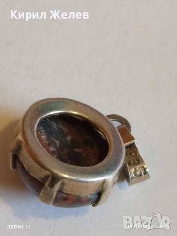 Уникален рядък сребърен медальон с Яспис и Оникс ювелирна изработка много красив 52580, снимка 7 - Колиета, медальони, синджири - 53069838