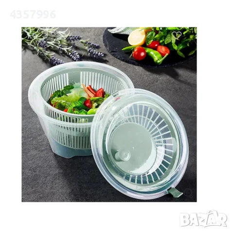 Центрофуга за салата, Ръчна, За домашна употреба, Пластмаса, Зелен 