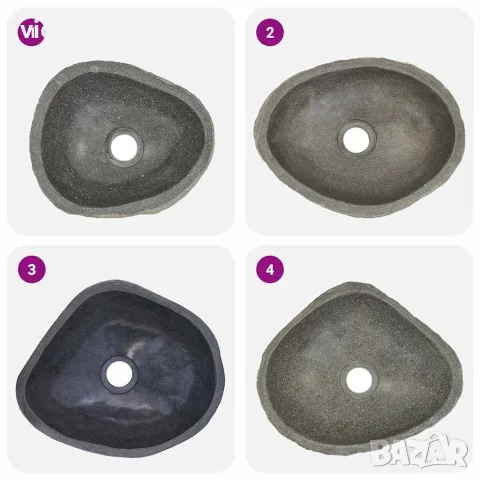 vidaXL Мивка от речен камък, овална, (29-38)x(24-31) см, снимка 3 - Мивки - 56146085