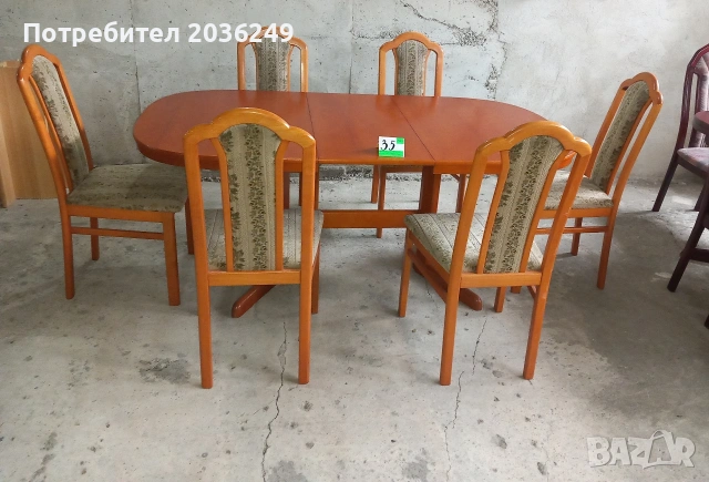 Комплект масивна разтегателна маса- Автомат с 6 стола, снимка 2 - Маси - 53328688