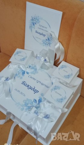 Комплект за кръщене в син цвят, снимка 6 - Подаръци за кръщене - 42010996