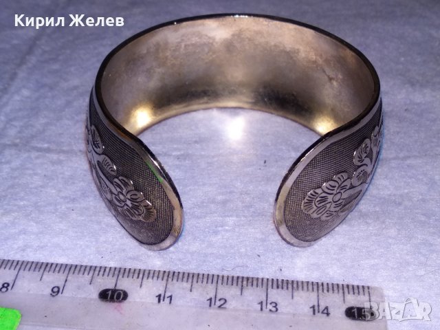 ПРЕКРАСНА СРЕБРИСТА ФЛОРАЛНО ОРНАМЕНТИРАНА РЕГУЛИРУЕМА БРОНЗОВА РЕТРО ГРИВНА 10307, снимка 4 - Гривни - 41202026