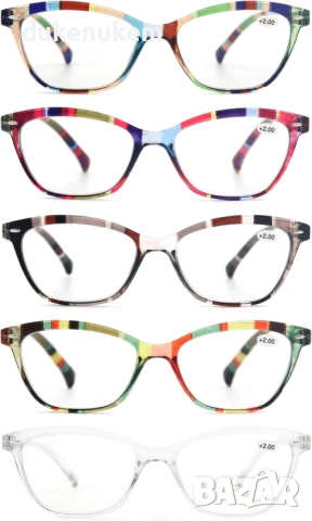 Комплект 5 броя очила за четене, +2.50, леки и удобни, снимка 2 - Слънчеви и диоптрични очила - 53164151