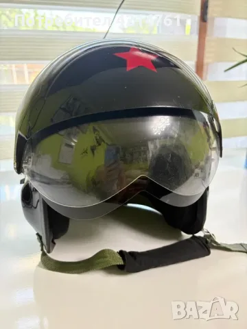 Черна пилотска каска за мотоциклет с двоен визьор, снимка 4 - Аксесоари и консумативи - 55886827