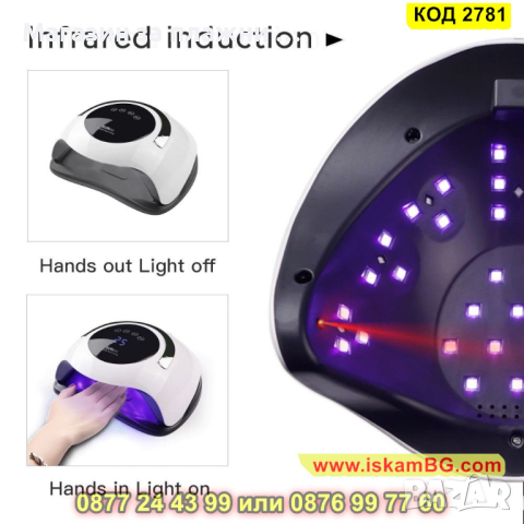 Професионална УВ/ЛЕД лампа Sun за нокти BQ5T 120W - КОД 2781 , снимка 12 - Педикюр и маникюр - 44713528