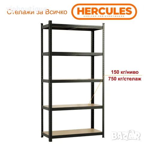 Метален стелаж с МДФ плоскости 5 рафта 90х40х180 см.
