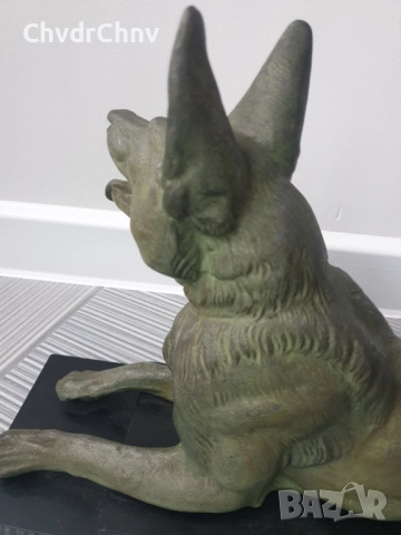 51см-9кг Carvin ЦAM статуетка/стара френска скулптура/фигура на куче-немска овчарка, снимка 10 - Статуетки - 52989414