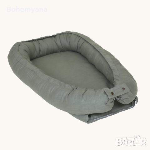 Babyly гнездо от омекотен лен – зелено, снимка 1