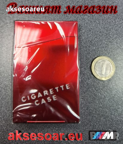 Нова Алуминиева малка кутия за слим цигари метална цигарена табакера с копче и пружина модна стилна , снимка 2 - Табакери - 39419424