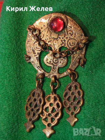 СТАРИННА ВЪЗРОЖДЕНСКА АЖУРНА БОРНЗОВА ОРНАМЕНТИРАНА РЕТРО БРОШКА РЯДКА РЪЧНА ИЗРАБОТКА 38671, снимка 2 - Антикварни и старинни предмети - 41622838