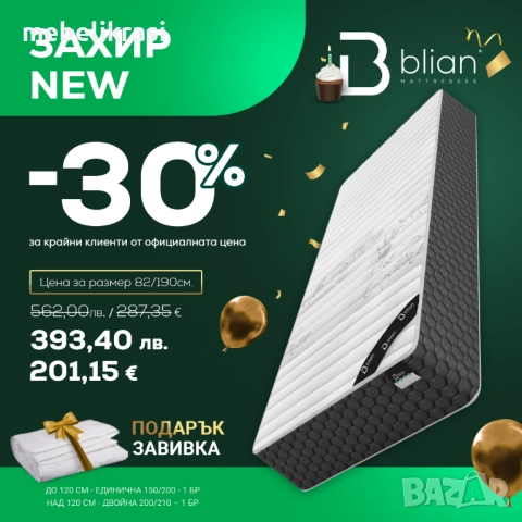 Матрак ТИРЕНА- двулицев с отстъпка -20% до края на месеца, снимка 6 - Матраци - 42246517
