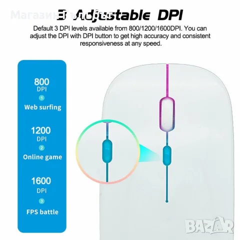 Безжична Bluetooth мишка в няколко цвята MS6 BT+2.4G Цвят: Бял , Черен, Розов!, снимка 4 - Клавиатури и мишки - 56150158