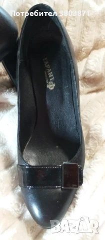 Дамски кожени обувки с ток 9 см, снимка 2 - Дамски обувки на ток - 48735692