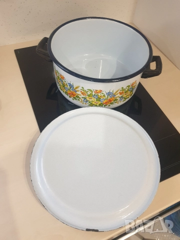 Стара емайлирана тенджера, снимка 5 - Съдове за готвене - 52678070