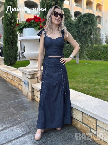 Дълга дънкова  пола с капси XS, S, M , L, XL, снимка 7 - Поли - 52443185