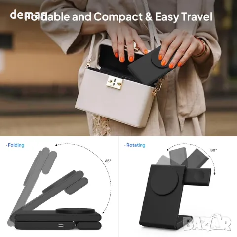 allchn 3 в 1 безжична зарядна станция за Apple устройства, 15 W (черна), снимка 3 - Безжични зарядни - 48037103