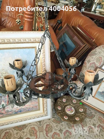 Полилей и два аплика, снимка 3 - Антикварни и старинни предмети - 56090989