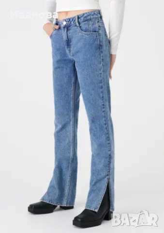 Памучни черни дънки. Свободен крачол, снимка 5 - Дънки - 49884201