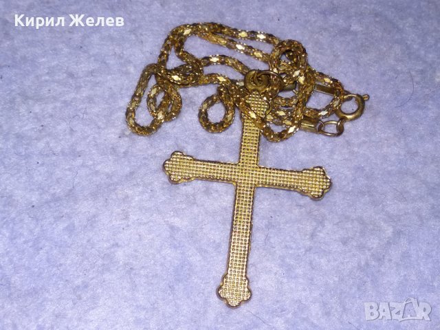 ПОЗЛАТЕНО МЕСИНГОВО КРЪСТЧЕ с ЕМАЙЛ ЛАК и ПОЗЛАТЕНА СТОМАНЕНА РЕТРО ВЕРИЖКА 38477, снимка 9 - Колиета, медальони, синджири - 41395851