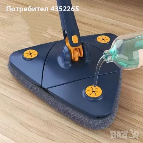 Разтегателен триъгълен MOP за почистване  360° с 3 парцала , снимка 3 - Други стоки за дома - 49739660