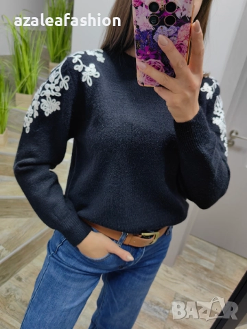 Стилен дамски пуловер, снимка 4 - Блузи с дълъг ръкав и пуловери - 52686299