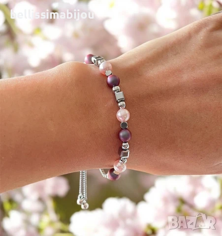 Комплект Колие и Гривна с Кристали и Перли Swarovski, снимка 3 - Бижутерийни комплекти - 51024902