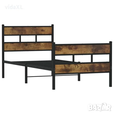vidaXL Метална рамка за легло, без матрак, опушен дъб, 75x190 см, снимка 3 - Спални и легла - 56147482