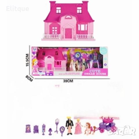 Комплект къщичка с каляска, конче и фигурки, снимка 4 - Играчки за стая - 52744935