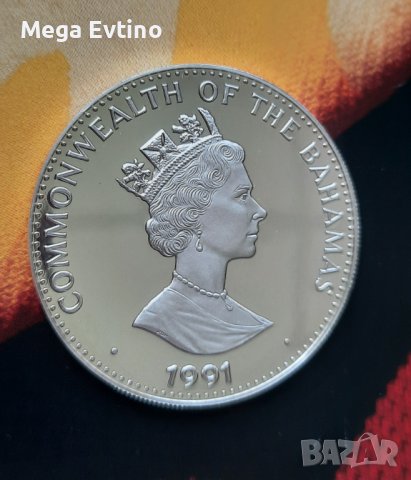 Възпоменателна монета 5 Dollars COMMONWEALTH OF THE BAHAMAS 1991, сребро
