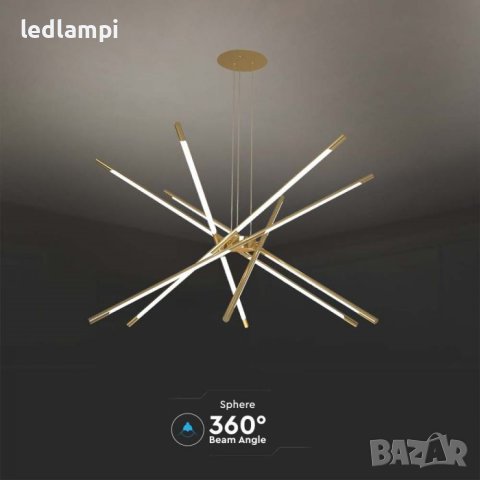 LED Полилей 50W Златен Топло Бяла Светлина, снимка 2 - Полилеи - 41946800