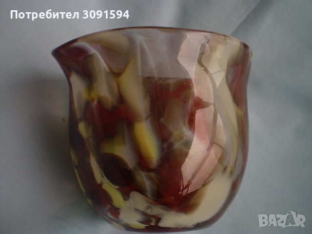 Декоративна дълбока стъклена купа Многоцветно стъкло  Мурано, снимка 6 - Други ценни предмети - 40148474