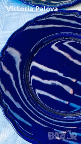 Големи стъклени кобалтови чинии- плата ESTE C.E. Италия, снимка 14 - Антикварни и старинни предмети - 51424239