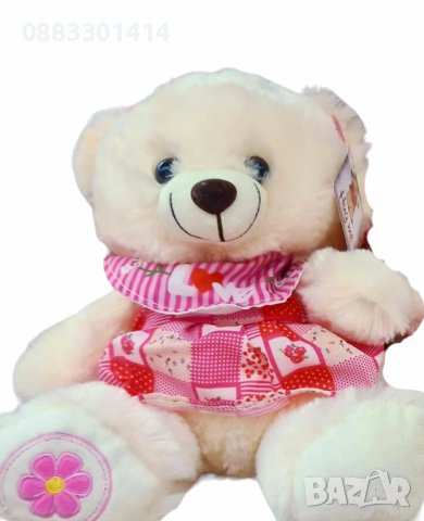 Плюшено мече с розова рокля , снимка 2 - Плюшени играчки - 39613377