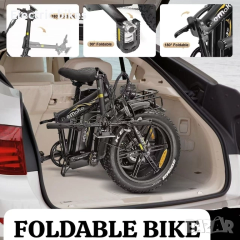 Сгъваем електрически велосипед Emoko C94 –1000W, 48V 35Ah, 20” Fatbike, снимка 3 - Велосипеди - 52000834