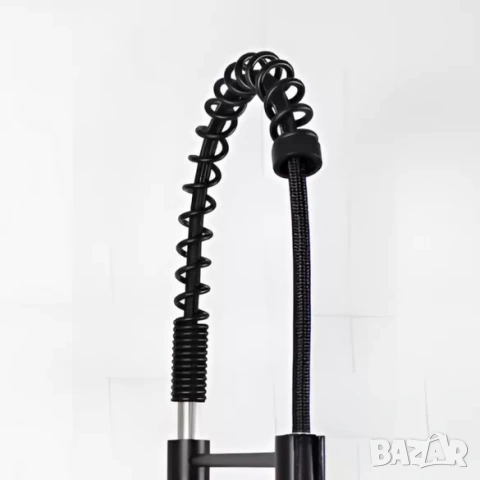 Смесител за кухня с изтеглящ се душ / Смесител за кухня с гъвкав чучур черен или иноксов, снимка 10 - Смесители - 53517248