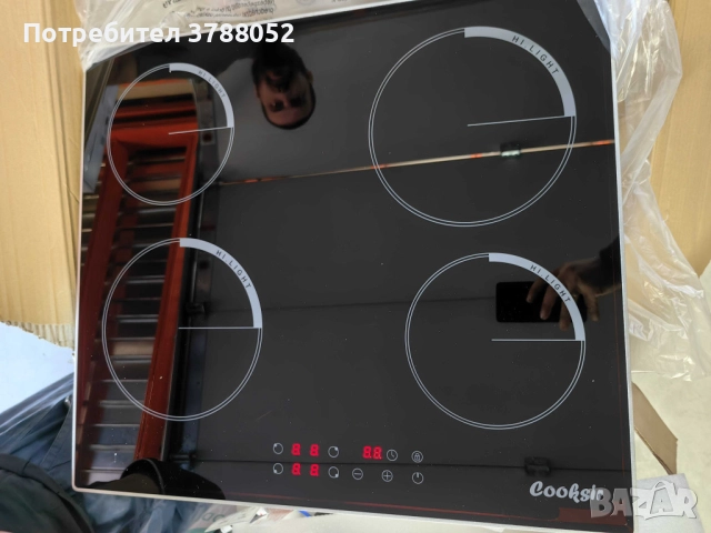 1бр./ Cooksir CSC-D46001-BB – Стъклокерамичен плот за вграждане с 4 зони, 9 нива на мощност, таймер , снимка 2 - Печки, фурни - 52224126
