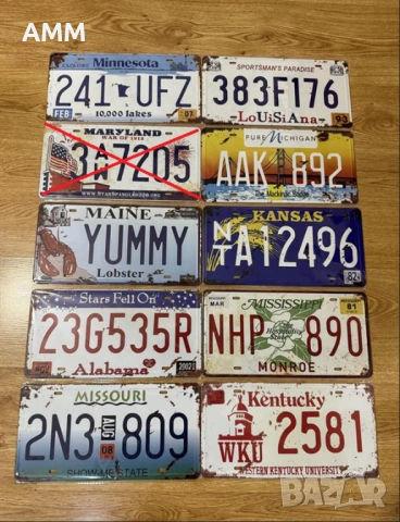 Американски регистрационни  номера  - РЕПЛИКА., снимка 6 - Картини - 38975042