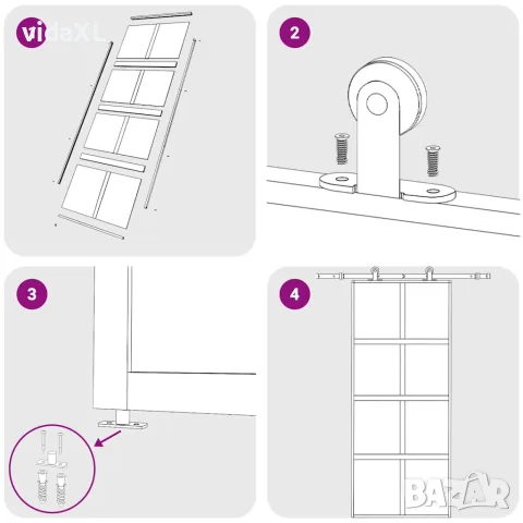 vidaXL Плъзгаща се врата 90x205 см матирано ESG стъкло и алуминий, снимка 8 - Входни врати - 56146174