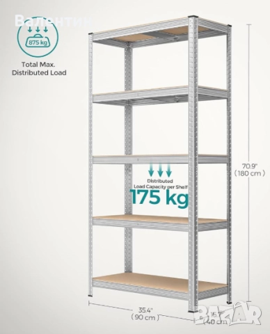 Комплект от 2 тежкотоварни стелажа, снимка 2 - Друго търговско оборудване - 52772286