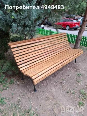 Дървена пейка с чугунени крака, снимка 3 - Други - 56060461