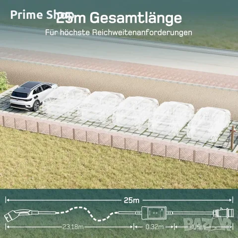 2в1 Мобилна зарядна станция dé, 25м кабел Type 2, 16A, CEE 11kW + шуко, Wi-Fi управление, снимка 5 - Аксесоари и консумативи - 55881407