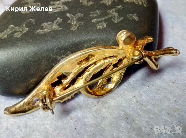 ИЗЯЩНА ФЛОРАЛНА РЕТРО АРТ СТИЛ ПОЗЛАТЕНА БРОШКА с ИСКРЯЩИ КРИСТАЛИ и ПЕРЛИЧКА 42076, снимка 5 - Други - 48734312