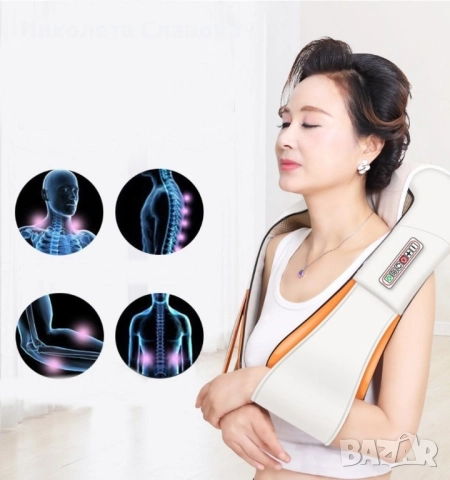 Шиацу 4D масажор за врат, гръб, плешки и рамене с функция затопляне , снимка 8 - Масажори - 51892478