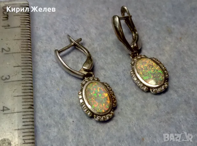 ПРЕКРАСНИ СКЪПОЦЕННИ СРЕБЪРНИ ОБЕЦИ СРЕБРО 925 АНГЛИЙСКА ИЗРАБОТКА с БЯЛ ОГНЕН ОПАЛ и ЦИРКОНИ 26212, снимка 2 - Обеци - 49917578